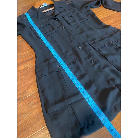 Vintage Y2K EXPRESS Sheer Black LONG Jacket with Pockets Size Medium / m - Picture 7 of 8